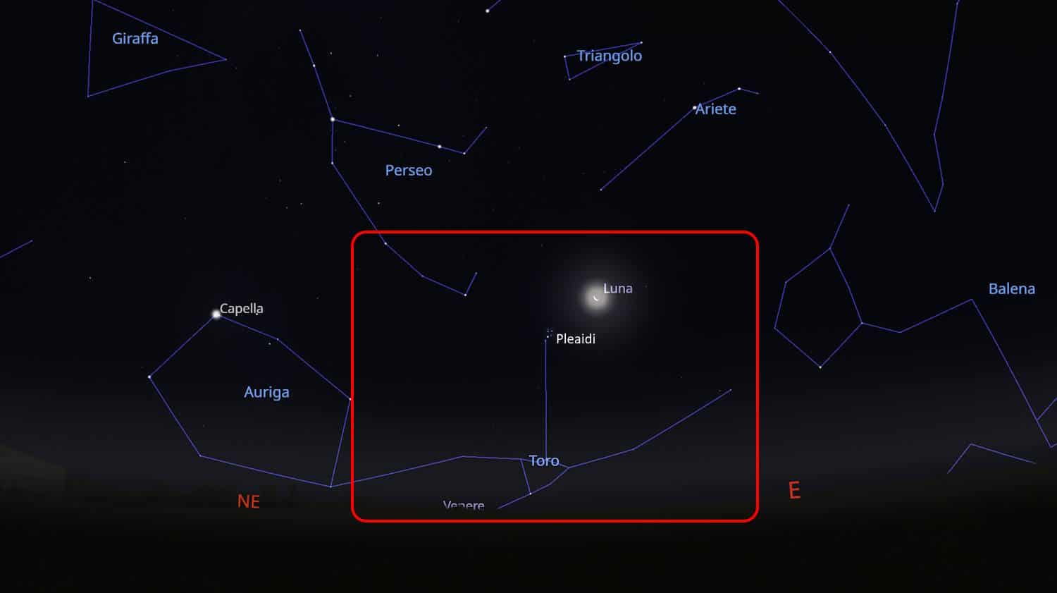 notti speciali luna pleiadi venere