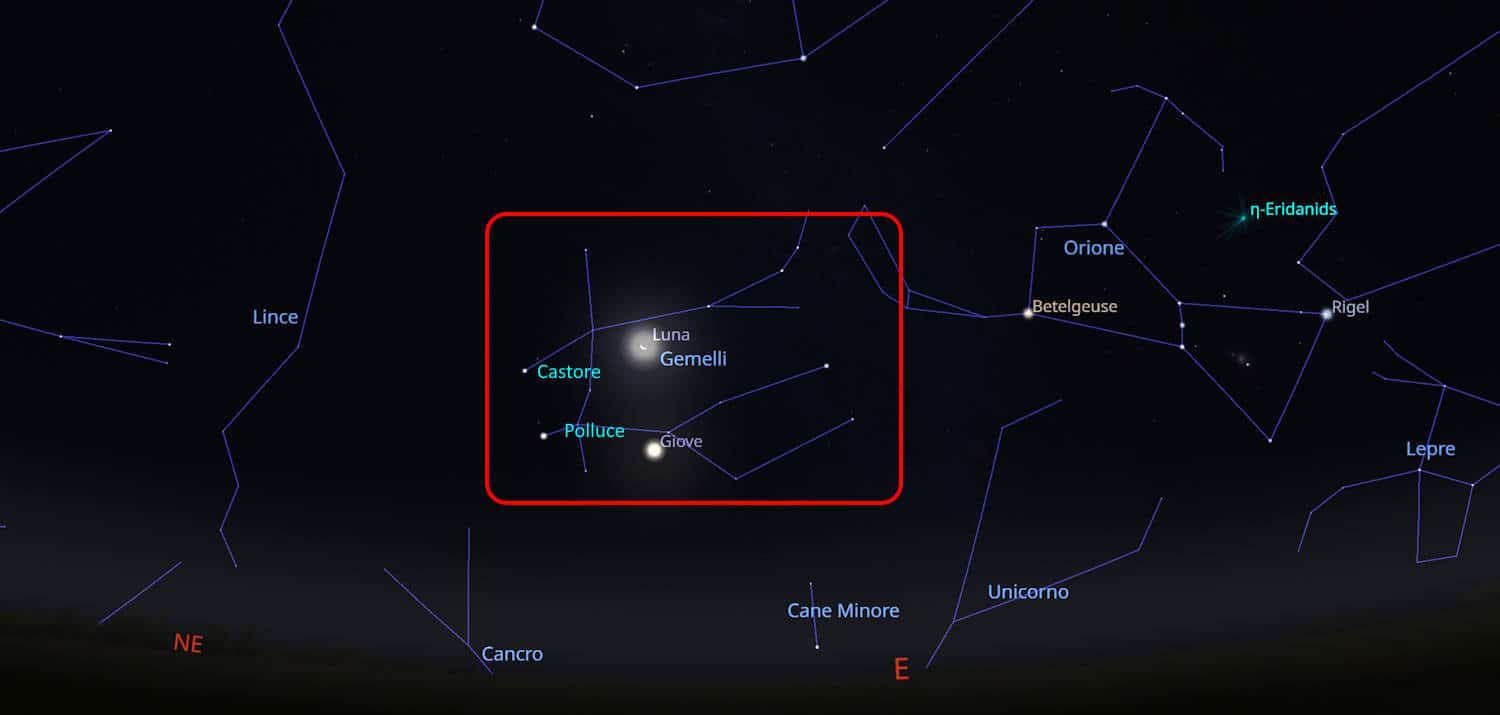 bacio luna giove 15 settembre 2025