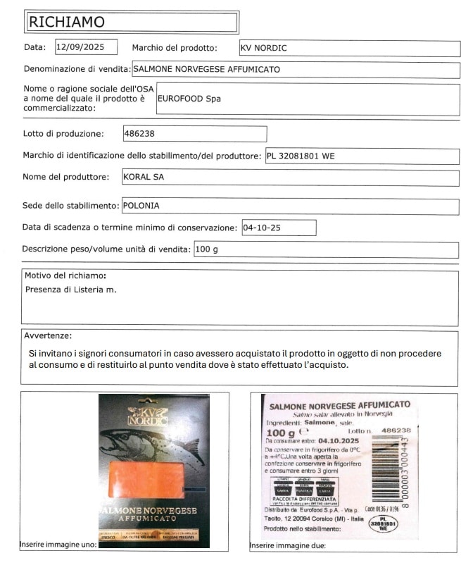 richiamo salmone affumicato