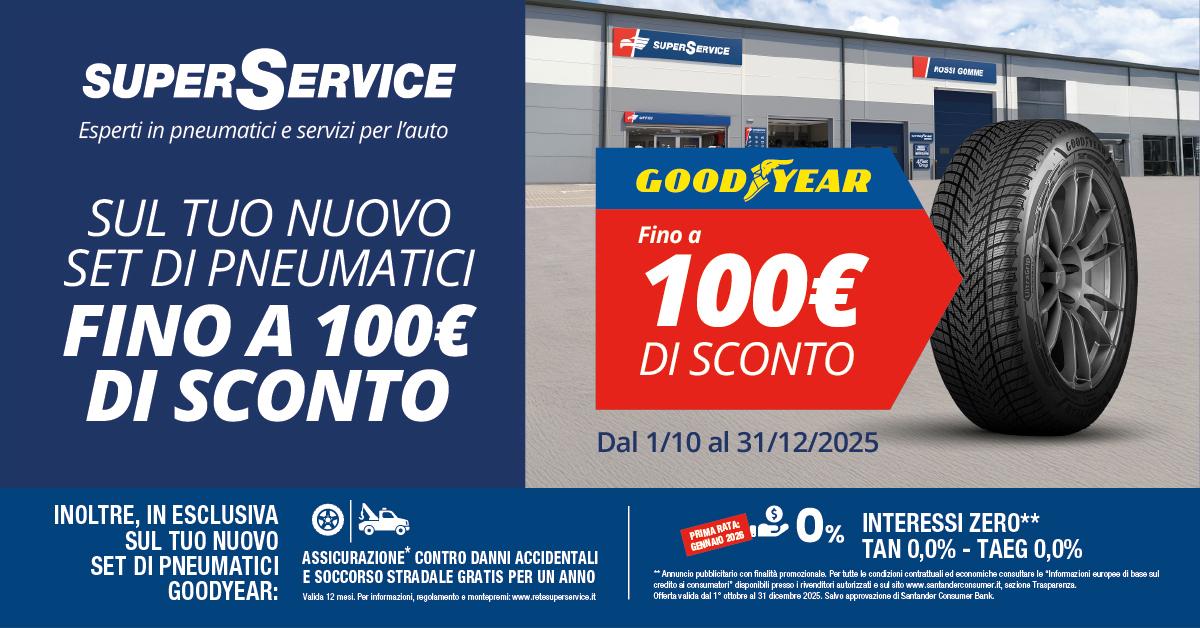 Cambio gomme invernale: nei Centri SuperService vantaggi concreti ed esclusivi 1 SuperService promo 100.jpg