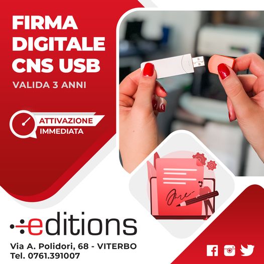 Attivazione firma digitale CNS - Editions Srl Via Alessandro Polidori 68 - Viterbo