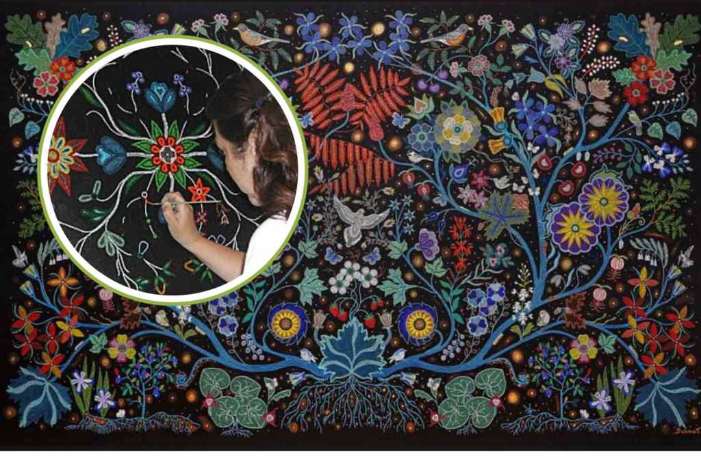 Quest’artista dipinge meravigliosi paesaggi floreali ispirati ai ricami con perline del suo popolo indigeno 2 Christi Belcourt