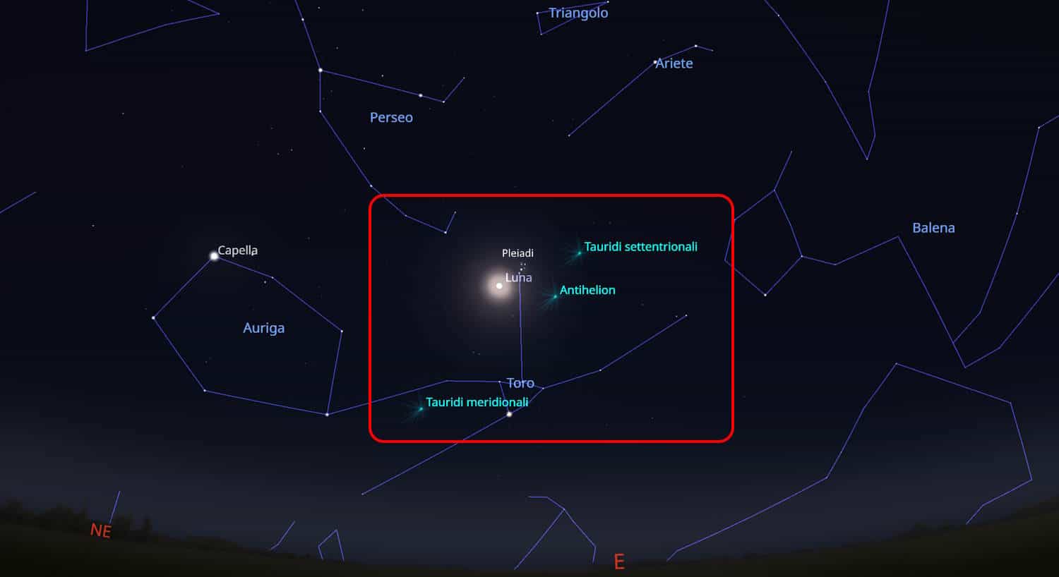 luna pleaidi meteore