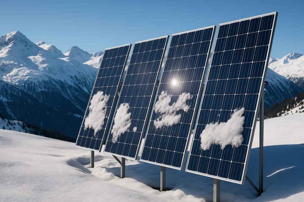 Così i nuovi pannelli solari alpini sfruttano la neve per ottenere energia pulita tutto l’anno 2 pannelli solari con neve