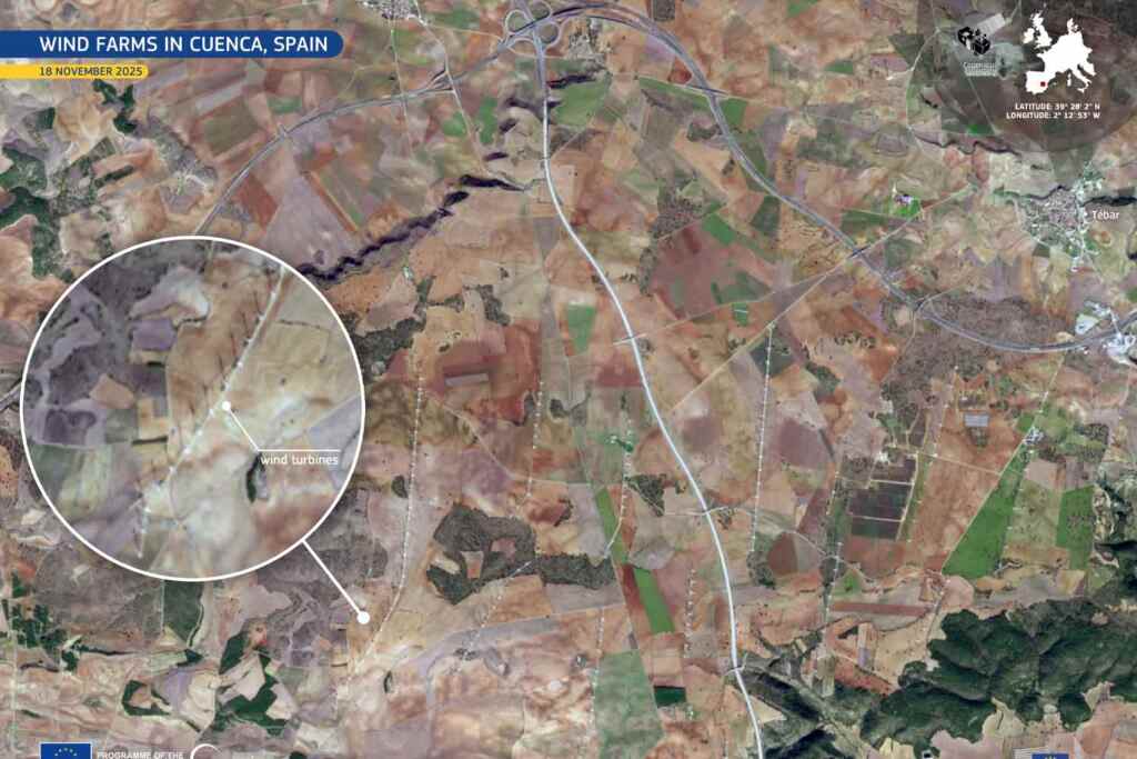 Le turbine eoliche viste dallo spazio