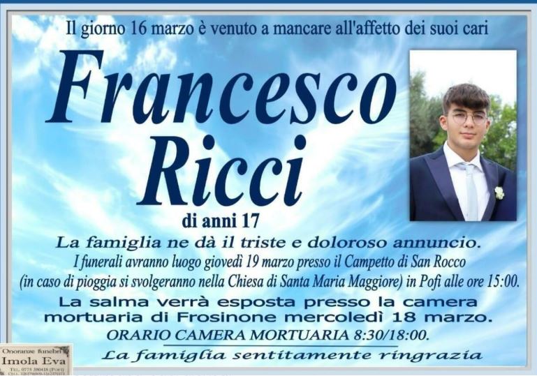 Frosinone - Studentessa si barrica in bagno: dopo la morte del 17enne Francesco Ricci altri momenti di angoscia 1 Cattura