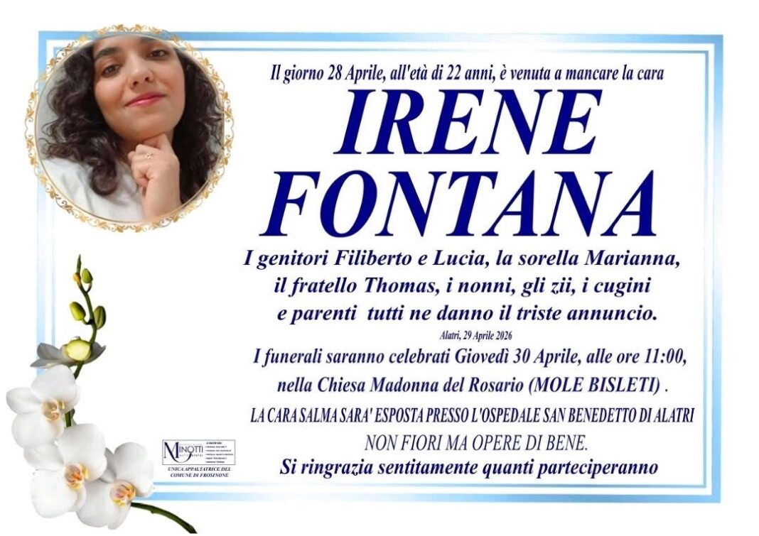 alatri suicidio irene fontana ciociaria