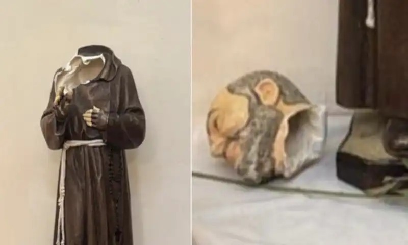 frosinone padre pio statua decapitata