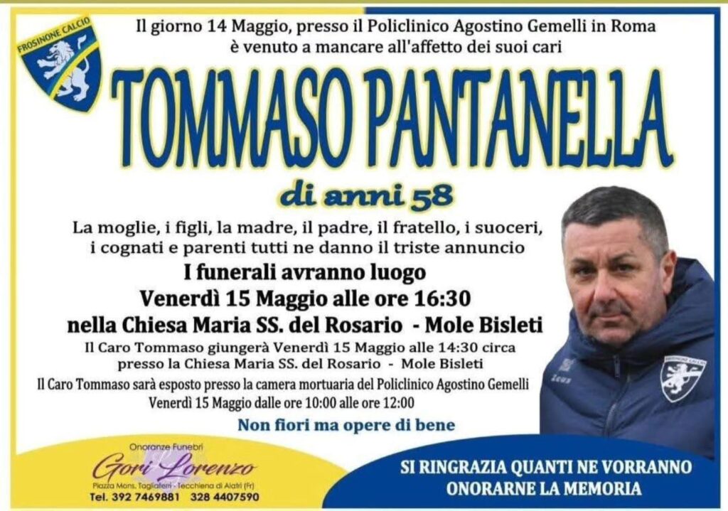 Frosinone Calcio in lutto: è morto Tommaso Pantanella, dirigente della Primavera. Era caduto da una scala 1 689485744 1628913075903063 3669499596472325470 n