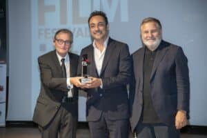 Civitavecchia - Eccellenze e grande successo per la 15° edizione dell'International Tour Film Festival 3 da sx il Presidente Piero Pacchiarotti il vincitore assoluto il regista turco Nuri Cihan Ozdogan e il direttore artistico Antonio Flamini photo credits Nicoletta Morici